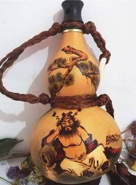 装水天葫然酒芦蜂摆防渗随身带收藏彩绘烙蜡画墨刻酒YCB壶手工艺