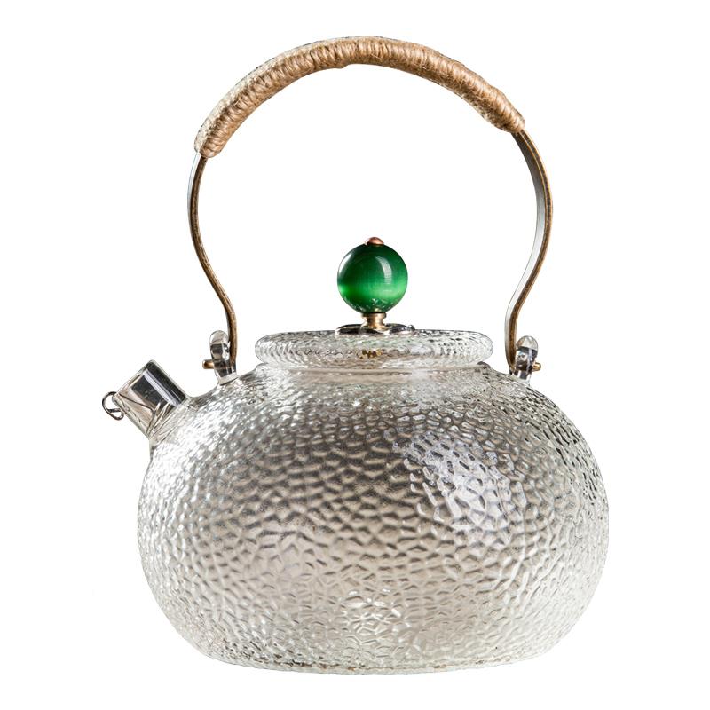 你容山堂锤纹玻璃烧水壶新款煮迷茶壶铜壶钮泡茶器陶电炉茶ch571