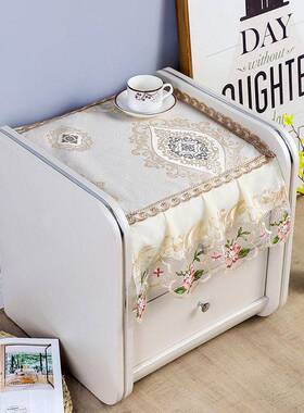 床头柜盖yj202087布简室约欧式卧家用蕾丝防盖巾布皮U型床柜罩头