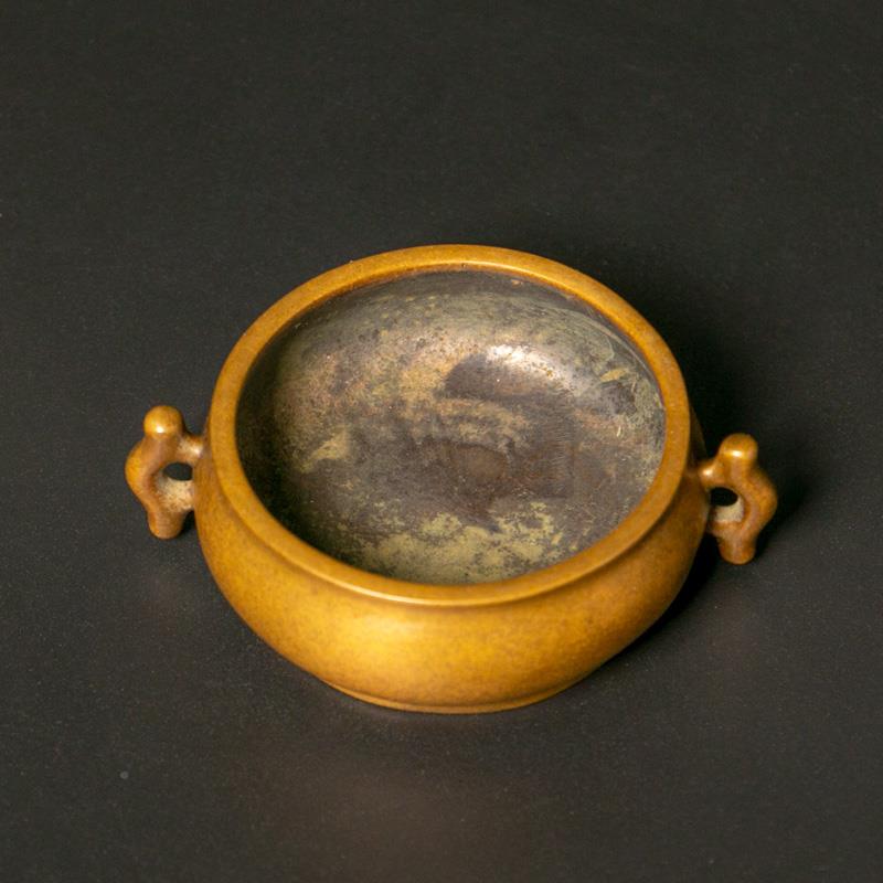 松苏工堂铜炉名庆家胡庆松制迷NHU你扁戟耳炉禅意摆件收藏玩把熏