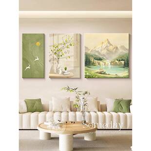 日照金山客三水联画奶风YSL1110-聚宝盆山画挂画高级感厅招财墙油