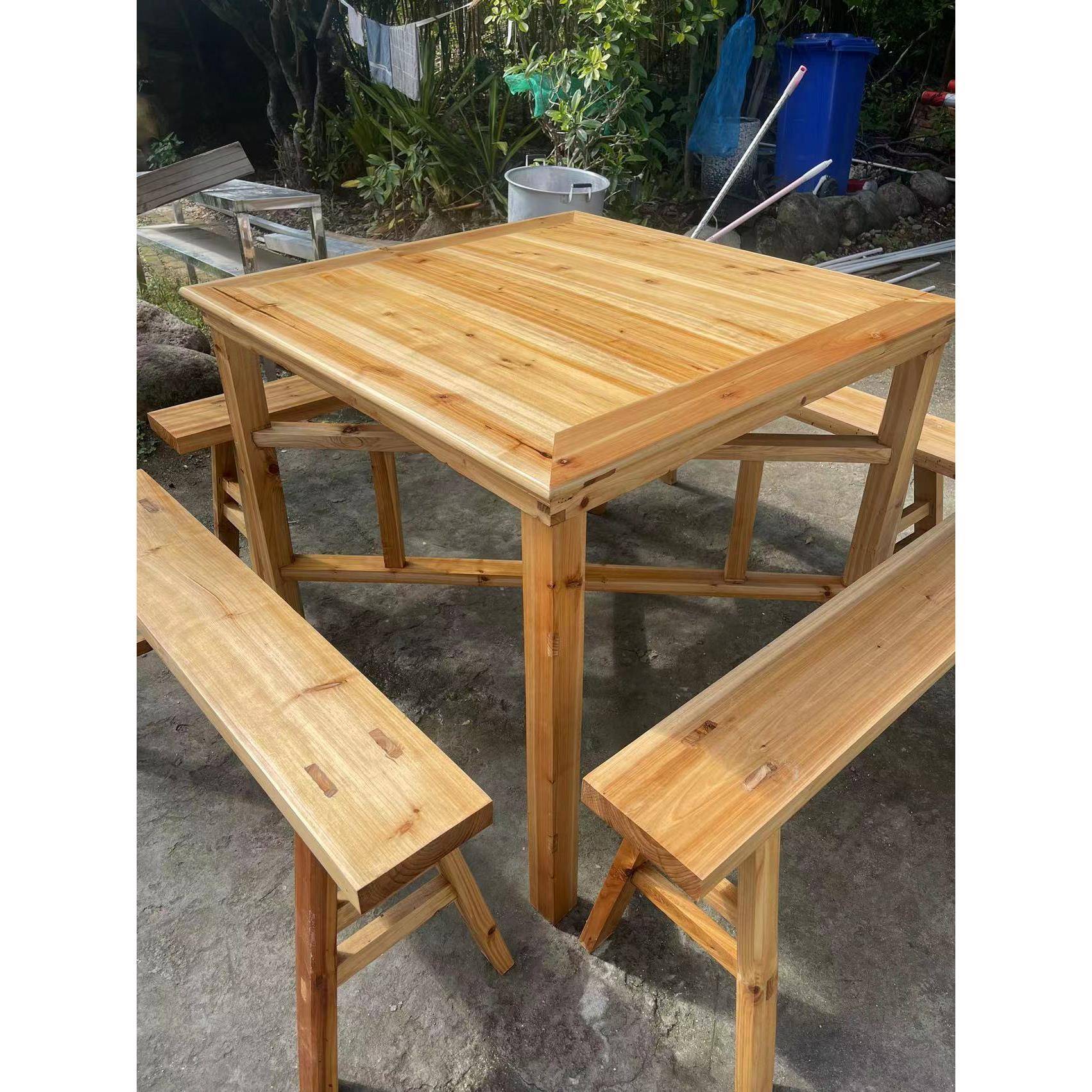 餐农村八仙桌实木原正方清漆折木叠桌供桌家用摆酒八仙桌席拜拜形