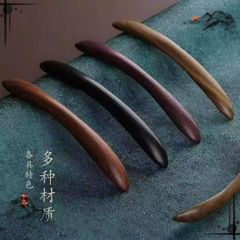 天然檀木双尖双押发簪反扣式盘发汉服日常古风发饰丸子头简易发簪