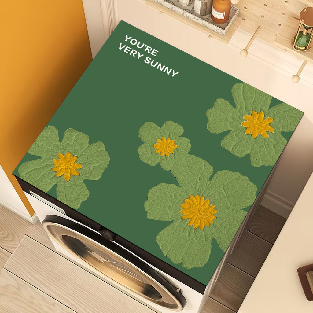 滚筒洗衣机盖垫布硅藻泥吸水防滑防晒防尘罩床头柜冰箱台面保护垫