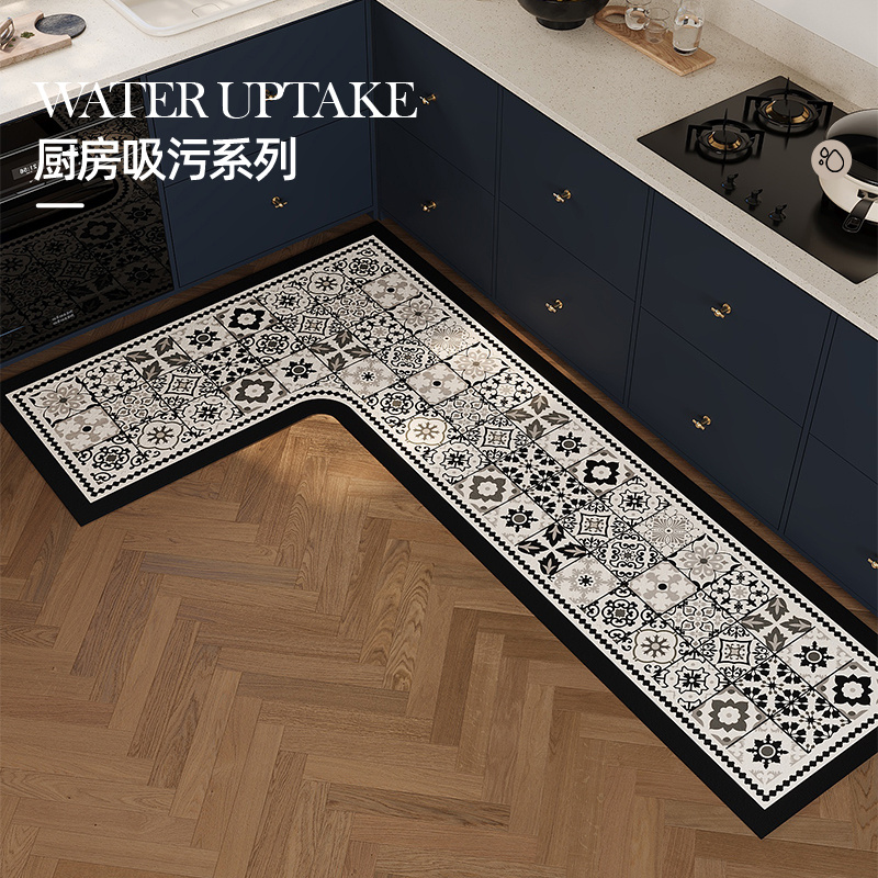厨房地垫吸水垫防滑免洗可擦地毯硅藻泥L型整块防油防刮耐脏脚垫