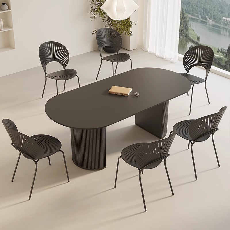 岩板餐桌椅组合现代简约意式轻奢西餐厅长方形家用小户型吃饭桌子