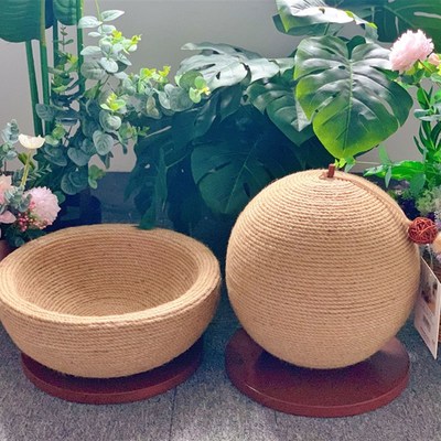 可睡可抓剑麻猫抓板猫抓碗猫咪魔爪玩具麻K绳猫抓球夏季编织圆猫