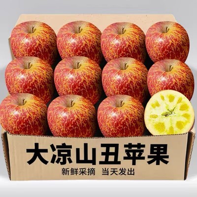 大凉山丑苹果新鲜水果当季整箱四川盐源红富士冰糖心苹果力荐A