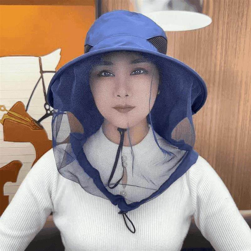 梵瑞饰品专营户外1鱼帽男女遮脸防晒帽透气网纱面罩防虫防晒遮脸