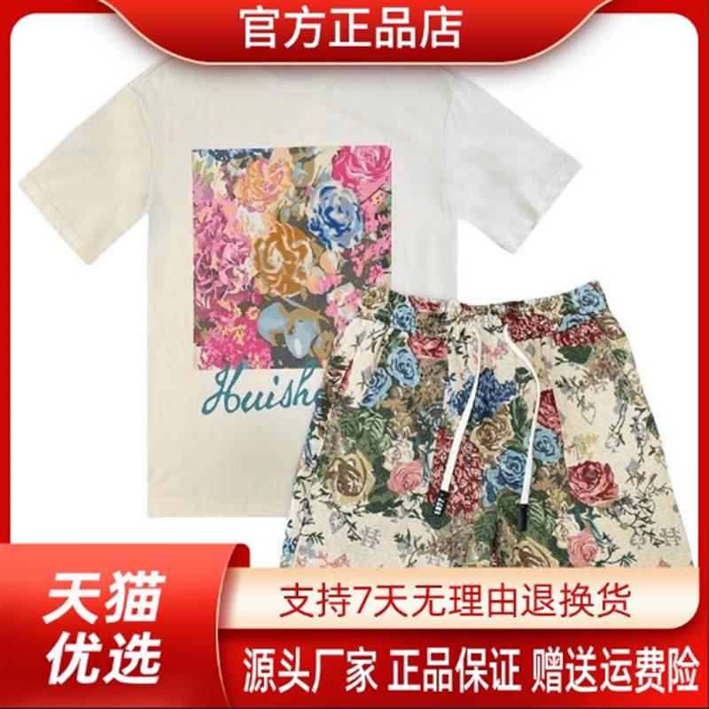 VESTIGELMVQ欧洲夏季新款男士时尚印花潮流个性轻奢短袖短裤套装