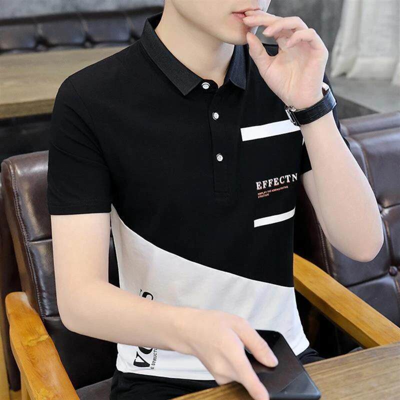 时简SHIJIAN3翻领短袖t恤男polo衫个性印花半袖体恤打底衫