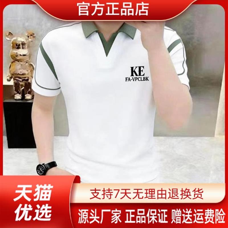 纯养轻奢男装品质严选男士夏季新款商务休闲拼色小V领POLO衫短袖