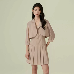 阿依莲26秋季法式气质优雅职场质感吊带连衣裙+西装外套两件套装