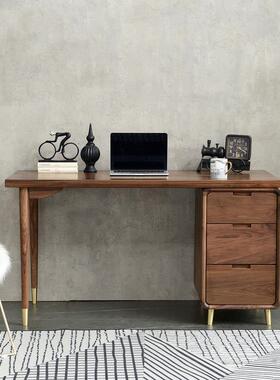 北欧全实木书桌书椅简约现代北美黑胡桃原木桌樱桃木办公桌电脑桌