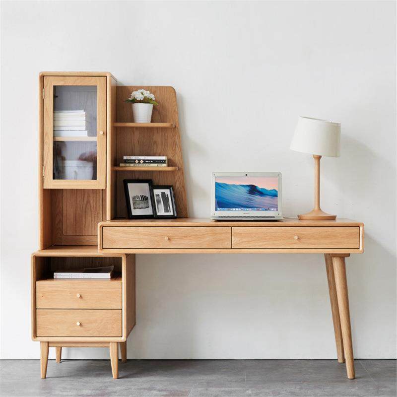 现代简约实木书桌 家用书房可伸缩拐角办公桌 小户型单人电脑桌