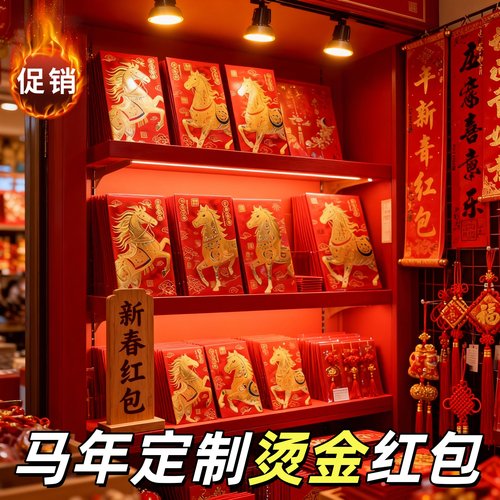 红色马年定制烫金红包本命年