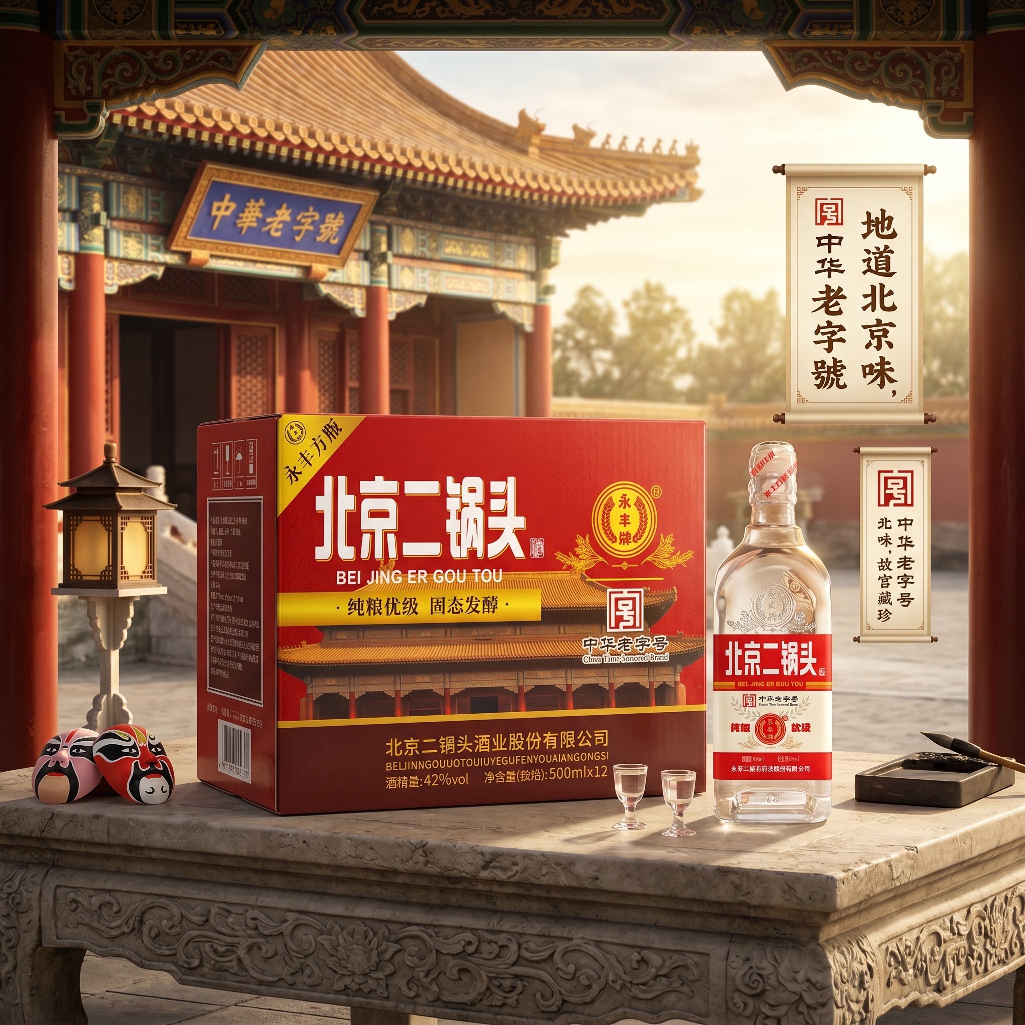 永丰牌北京二锅头42度500mlx12瓶 米瑟莱普方瓶白酒清香型口粮酒