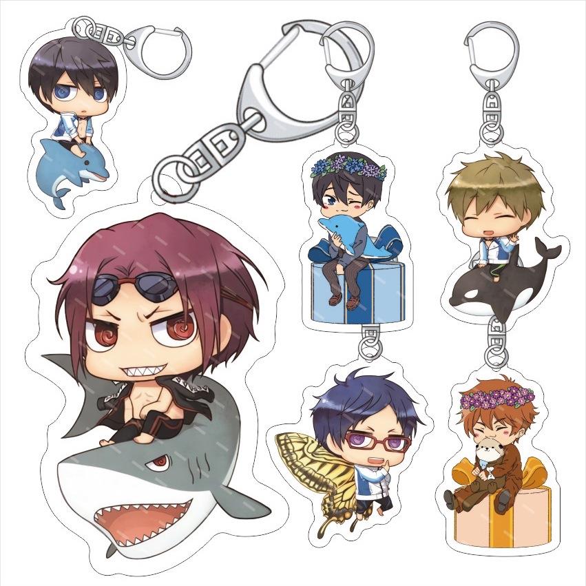 Free!男子游泳部钥匙扣挂件 七濑遥 橘真琴 松冈凛 叶月渚 亚克力