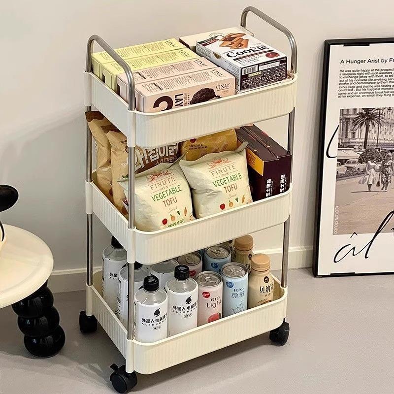 零食置物架卧室家用多层轮收纳架客厅落地可移动小推车收带纳百货