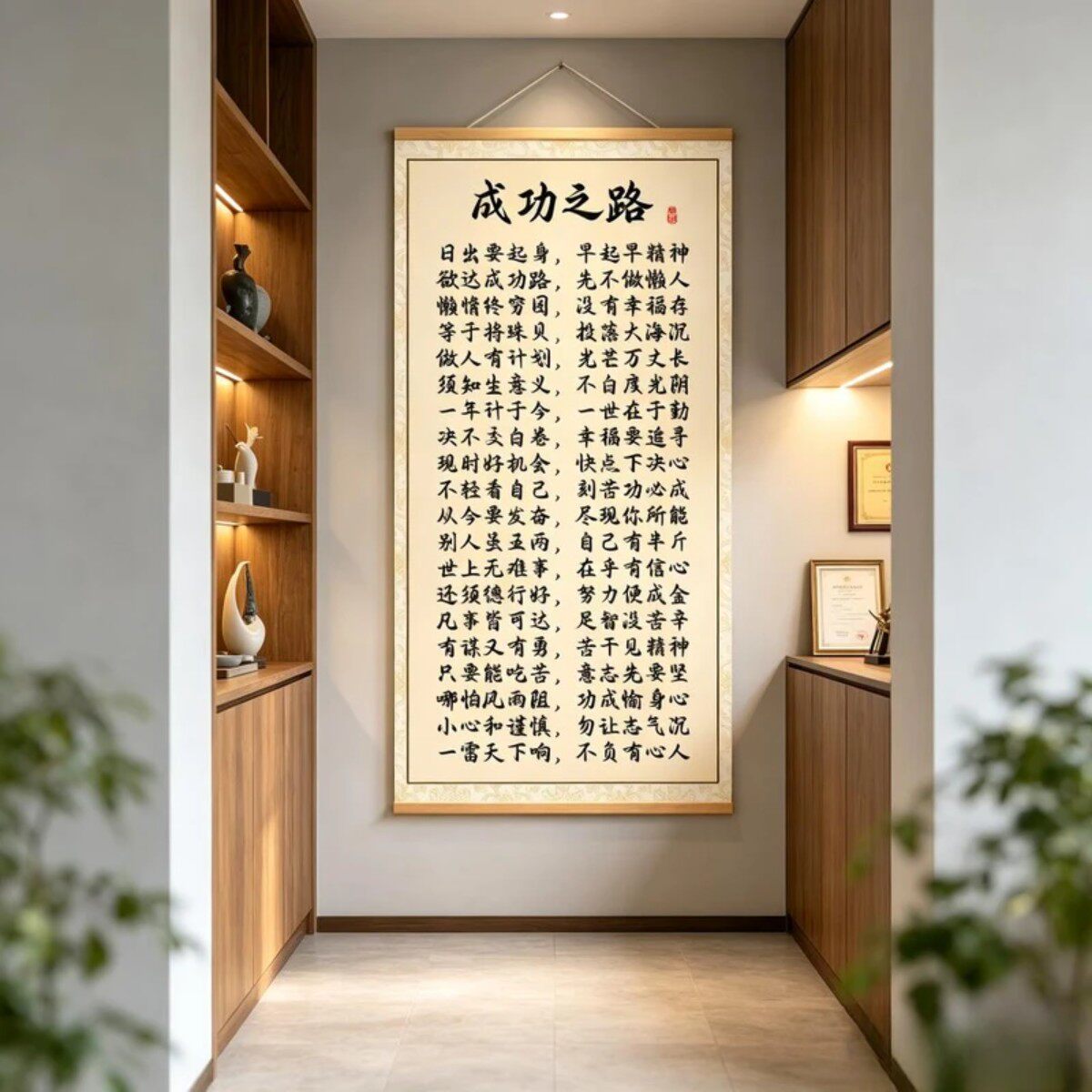 【国风励志】国风成功之路励志名言少年自律警醒文化墙贴装饰贴