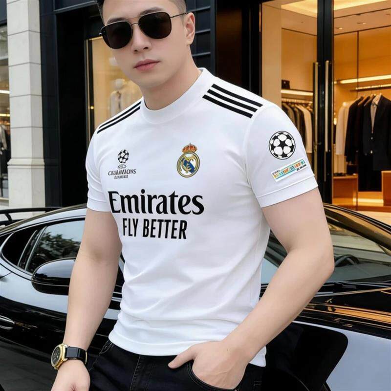 澜润好物1男士高品质纯棉足球短袖圆领修身百搭重面料版型效果好