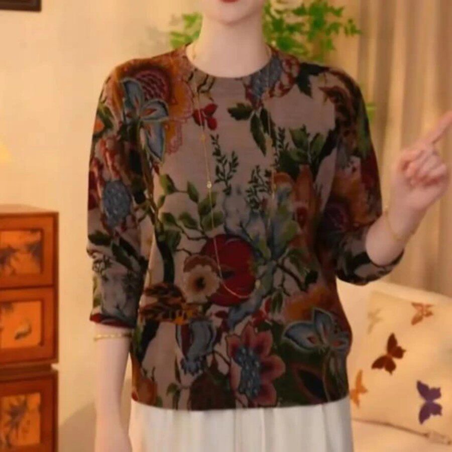 1沃珍镁服侍新款圆领小衫洋气减龄秋冬休闲卫衣时尚上衣百搭长袖