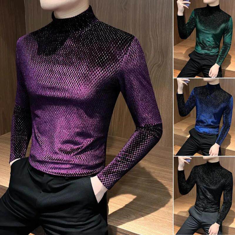 早立轻奢严选男士打底衫秋冬休闲上衣格子长袖可内搭保暖男款T恤