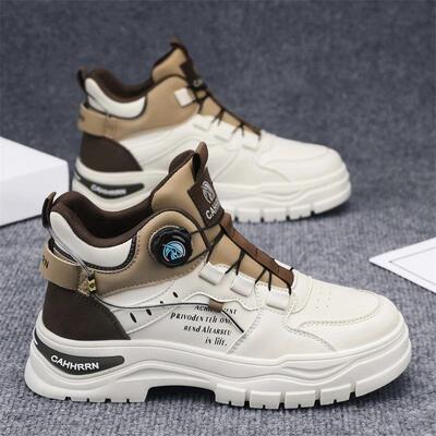 潮胖男鞋3男鞋2026冬季新款时尚百搭旋转扣工装靴防滑软底休闲