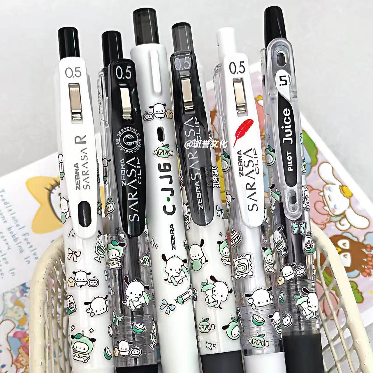 日本ZEBRA斑马青苹果帕恰狗中性笔按动日系刷题套装学生考试送礼三丽鸥0.5笔芯可爱少女心黑色芯卡通图案