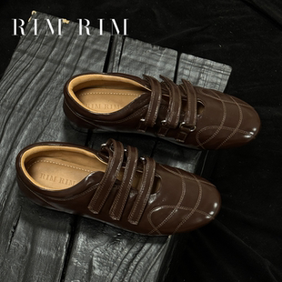 女塑型马皮鞋 玛丽珍软底浅口单鞋 复古魔术贴法式 RIMRIM2025新款