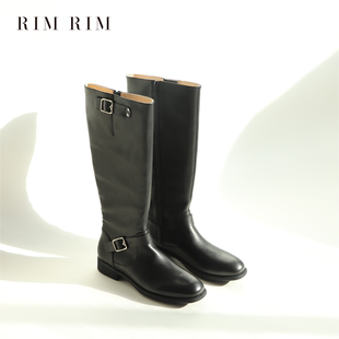 RIM 长靴女瘦瘦靴 RIM手工塑形马皮高筒骑士靴头层油蜡皮2025新款