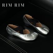 RIM塑型马皮鞋 分趾鞋 银色平底玛丽珍鞋 RIM 舒适软底浅口单鞋 复古