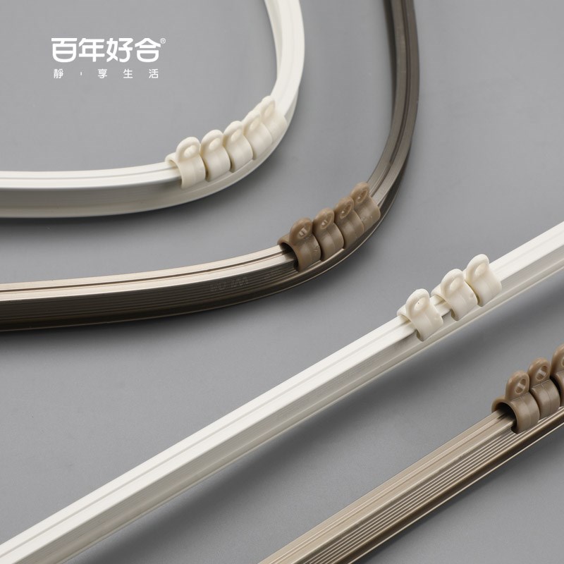 精品德裕超薄弯轨飘窗窗帘轨道可弯曲挂砂铝合金侧装顶装弧型U型