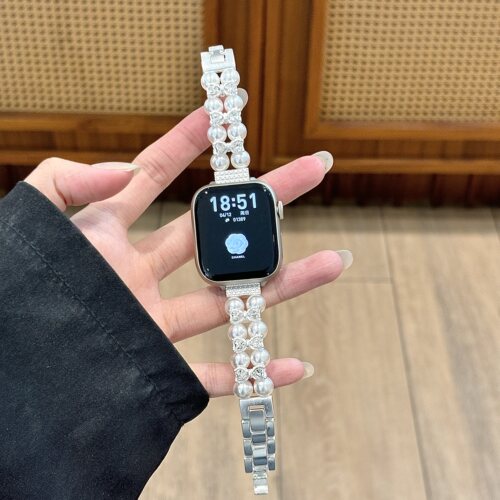 思雅图华为Fit5闪钻蝴蝶结白珍珠