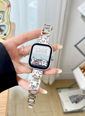 适用红米watch4表带ins可爱小狗彩钻手镯表链小米redmi4/3/2/1代金属腕带watch3青春版钢带8Pro高级3Lite表链