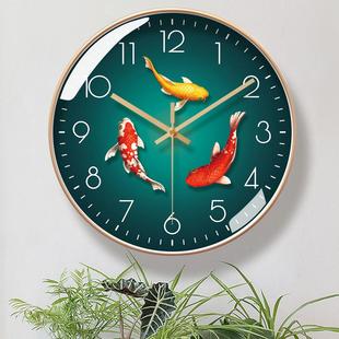 易普拉6005挂钟客厅钟表时尚 轻奢静音家用时钟挂表连年有余石英钟