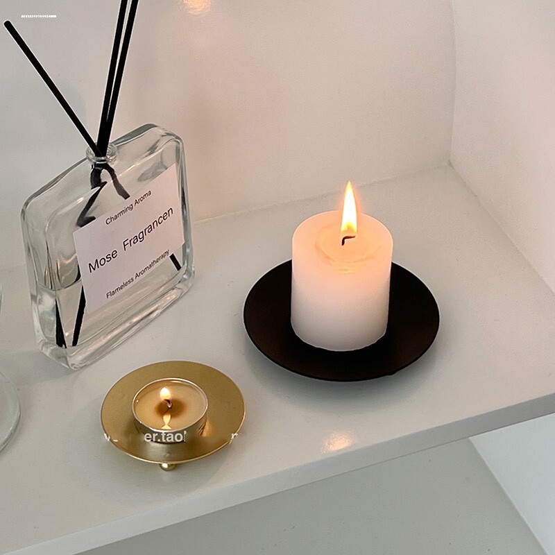 美式复古黑色铁艺烛台家居烛光晚餐桌装饰摆件民宿装饰品拍摄道具