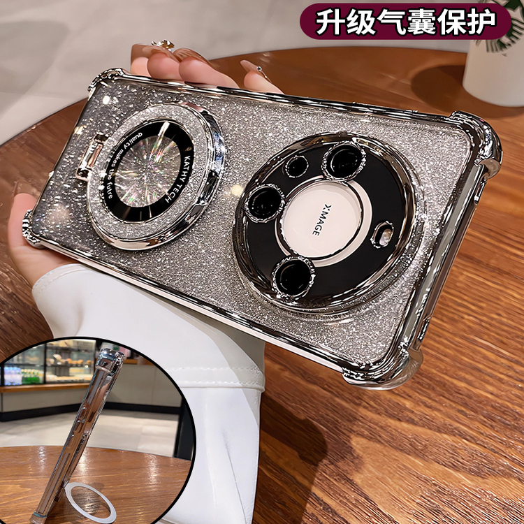 闪粉磁吸带支架适用华为mate80promax手机壳met70air保护壳60pro十外壳套50新款40新品pm系列30全包防摔2025