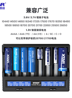 XTAR爱克斯达VC8 PLUS  18650/21700锂电池5号7号镍氢电池充电器