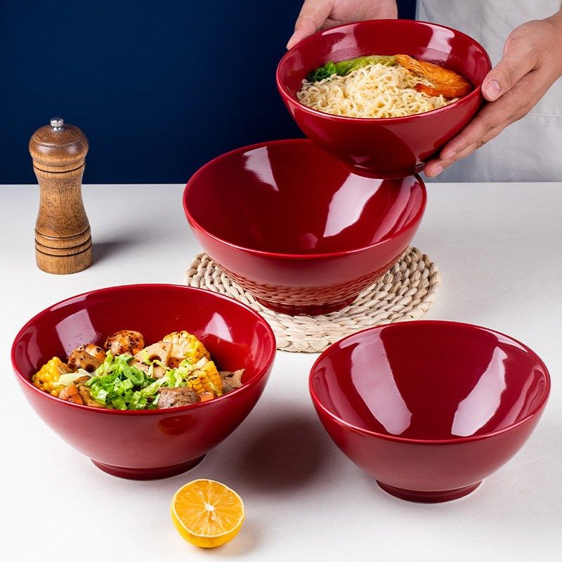 陶瓷大碗面碗沙拉碗拉面碗菜碗陶瓷复古斗笠碗家用高级感大号汤碗