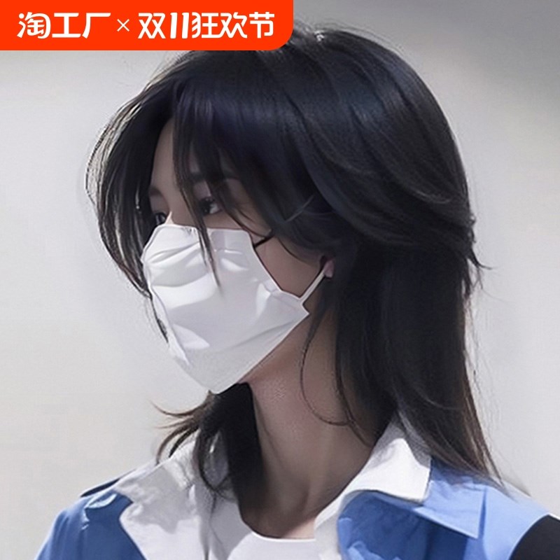 鲻鱼头日系假发男女狼尾长发武士头中分男士M自然全头套式真人长