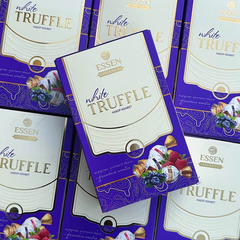 俄罗斯进口ESSEN唯臻农场松露白巧克力味混合糖果树莓蓝莓礼盒物