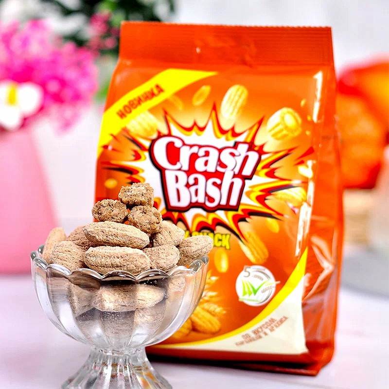 俄罗斯进口贵族焦糖花生巧克力味夹心小米球酥球饼干谷物酥脆零食