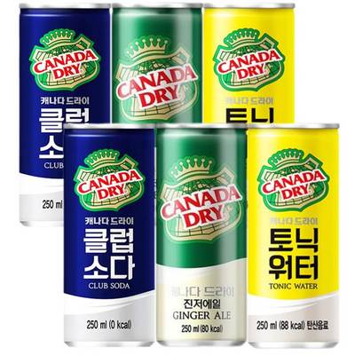 韩国产加拿大CANADA DRY生姜水250ml薄荷味苏打水 进口干姜水汽水