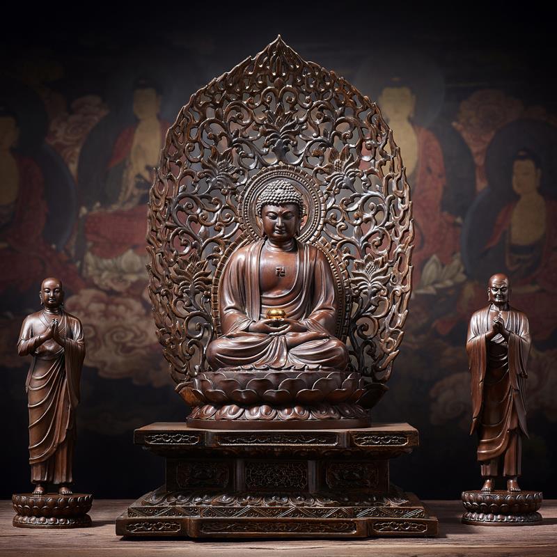 佛香天逸释迦牟尼铜佛像三宝阿弥陀佛药师佛大日如来佛祖家居摆件