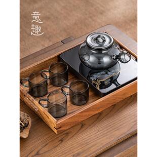 耐热玻璃煮茶壶侧把养生壶新中式茶具电陶炉套装泡茶煮水砂铫壶