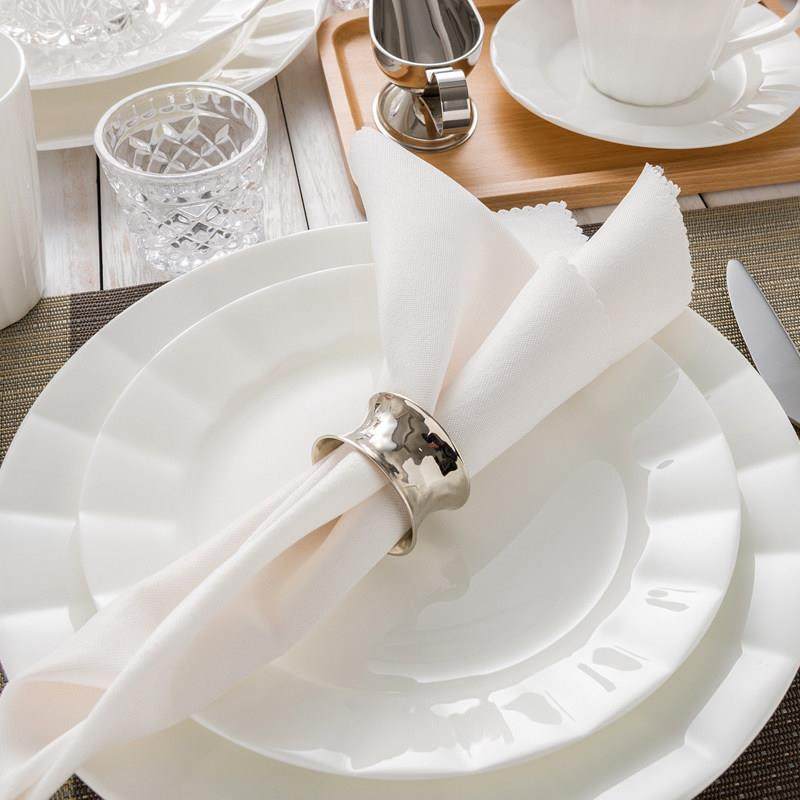 隆达骨瓷10英寸纯白饺子盘大盘子牛排盘子意面盘摆台餐具家用餐盘