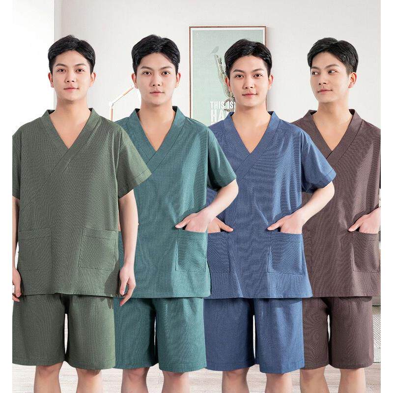 汗蒸服高档苎麻面料特大码桑拿浴服男客人服足疗足浴店洗浴服