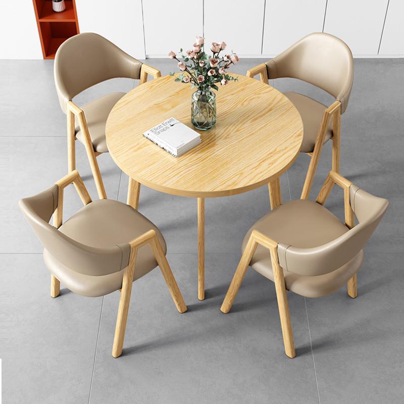 简约洽谈接待桌椅组合办公室休闲奶茶店商铺会客家用仿实木小厂家