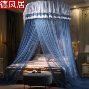 圓頂?shù)蹴斘脦W式 家用 加大免安裝 圓形吸頂公主1.5m1.8米床吊掛式
